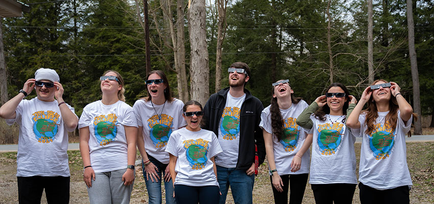 Students in the Geology club watching the solar eclipse